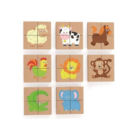  Drewniane Puzzle Magnetyczne Zwierzęta  Viga Toys