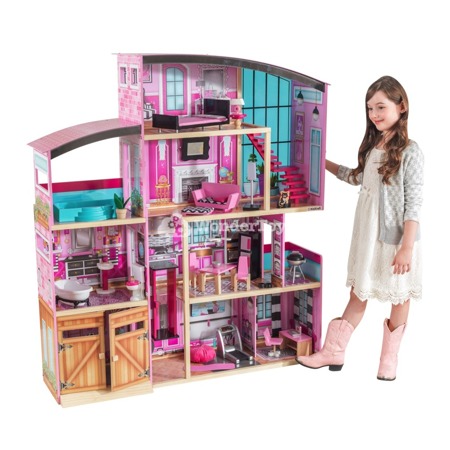 Domek dla lalek - Domek Barbie Rezydencja Shimmer Mansion Jacuzzi Światło i Dźwięk - Kidkraft Premium Series