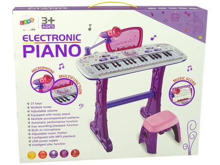 Elektryczne Pianino Keyboard Dla Dzieci Różowy Nuty USB