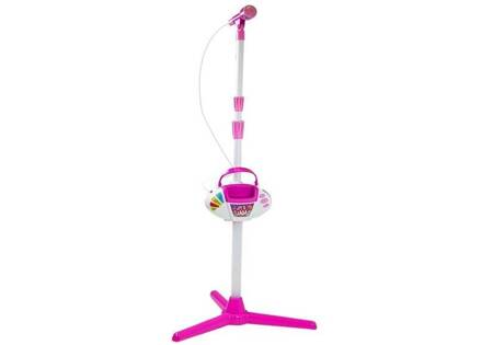 Mikrofon ze Statywem Światła Dźwięk Diody MP3 Karaoke Różowy