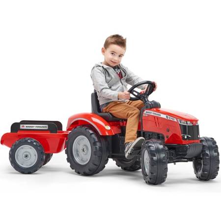 Traktor Red Massey Ferguson na Pedały z Przyczepką FALK 